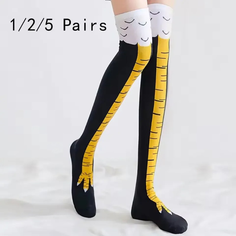 Funny Chicken Leg Socks - 1/2/5 paires de chaussettes hautes pour