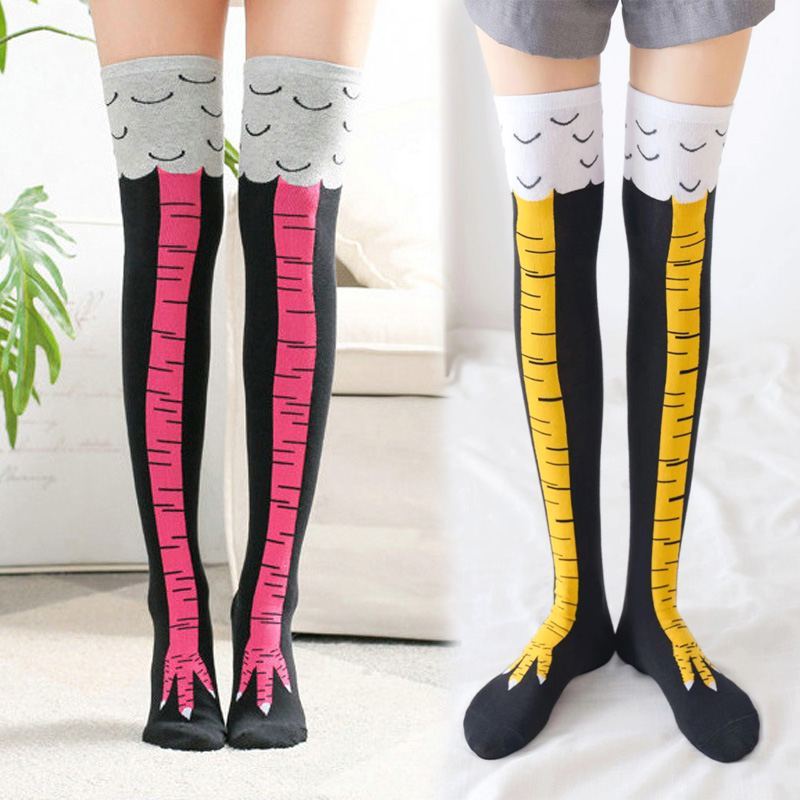 Funny Chicken Leg Socks - 1 paires femmes imprimer genou chaussettes