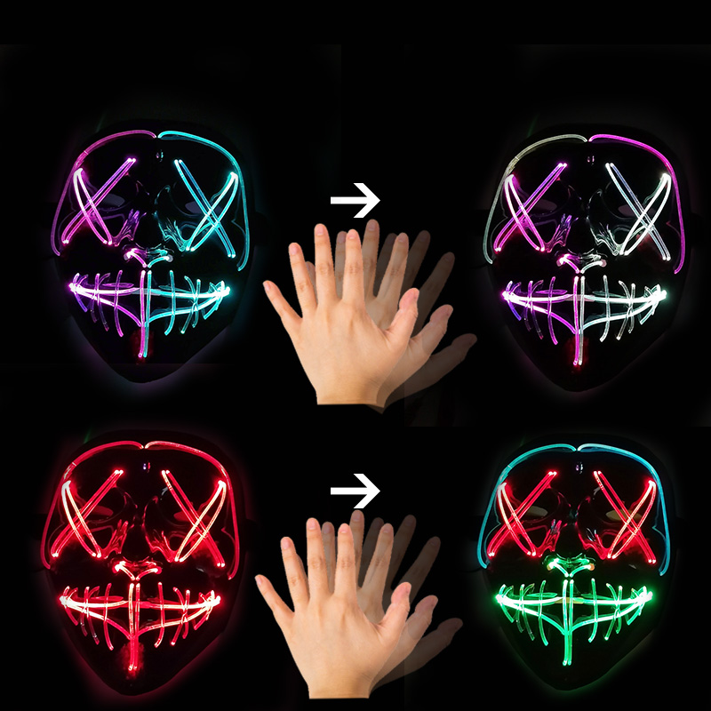Led Purge Mask Halloween - Masque LED à contrôle gestuel, lumineux,