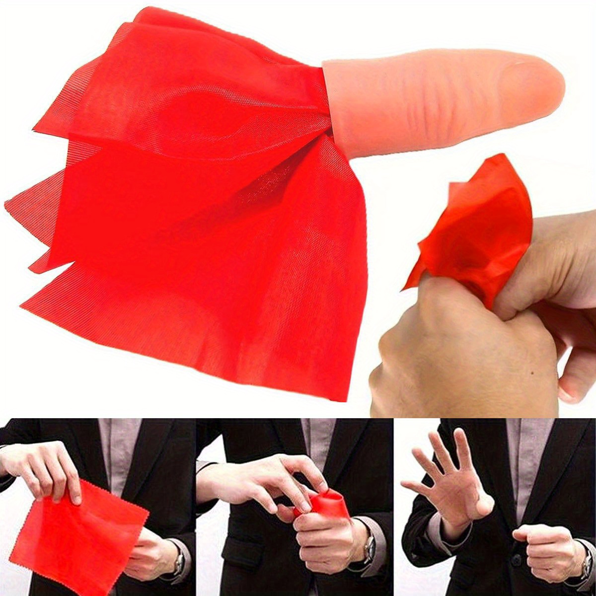 Thumb Tip Magic Trick Set - 1 ensemble écharpe-vanse magique pointe de