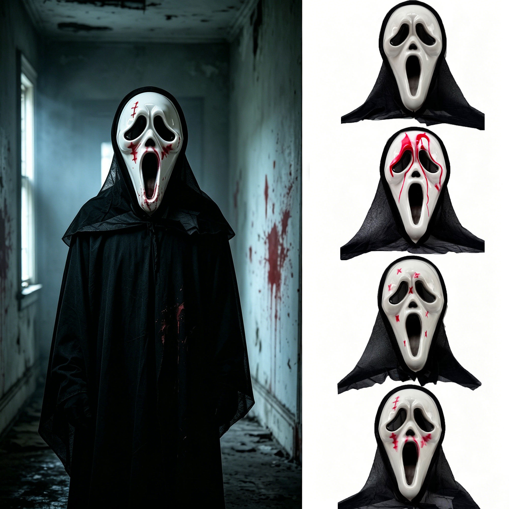Led Purge Mask Halloween - Masque d'horreur fantôme avec cagoule en
