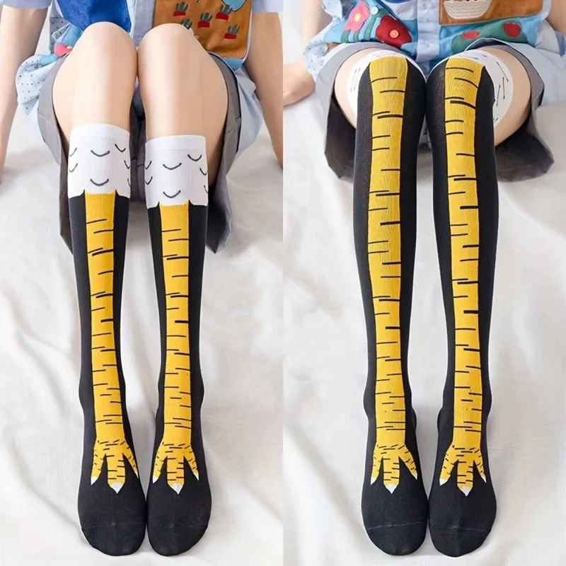 Funny Chicken Leg Socks - 1/2 paires de chaussettes longues pour