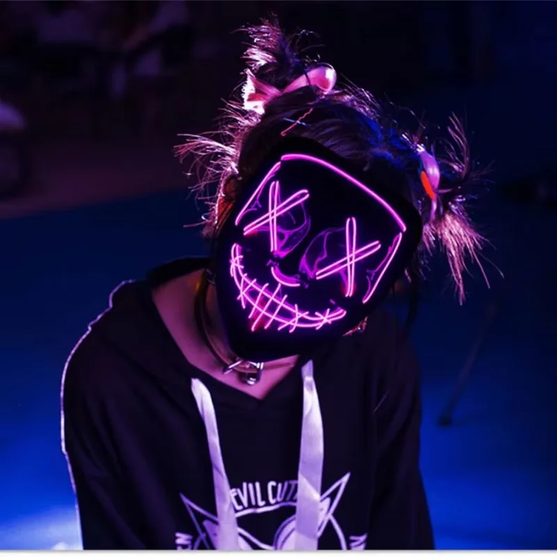 Masque LED néon sans fil qui b - Led Purge Mask Halloween avis et prix