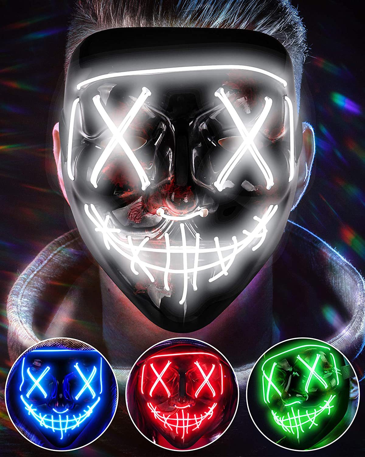 Masque effrayant sans fil, mas - Led Purge Mask Halloween avis et prix