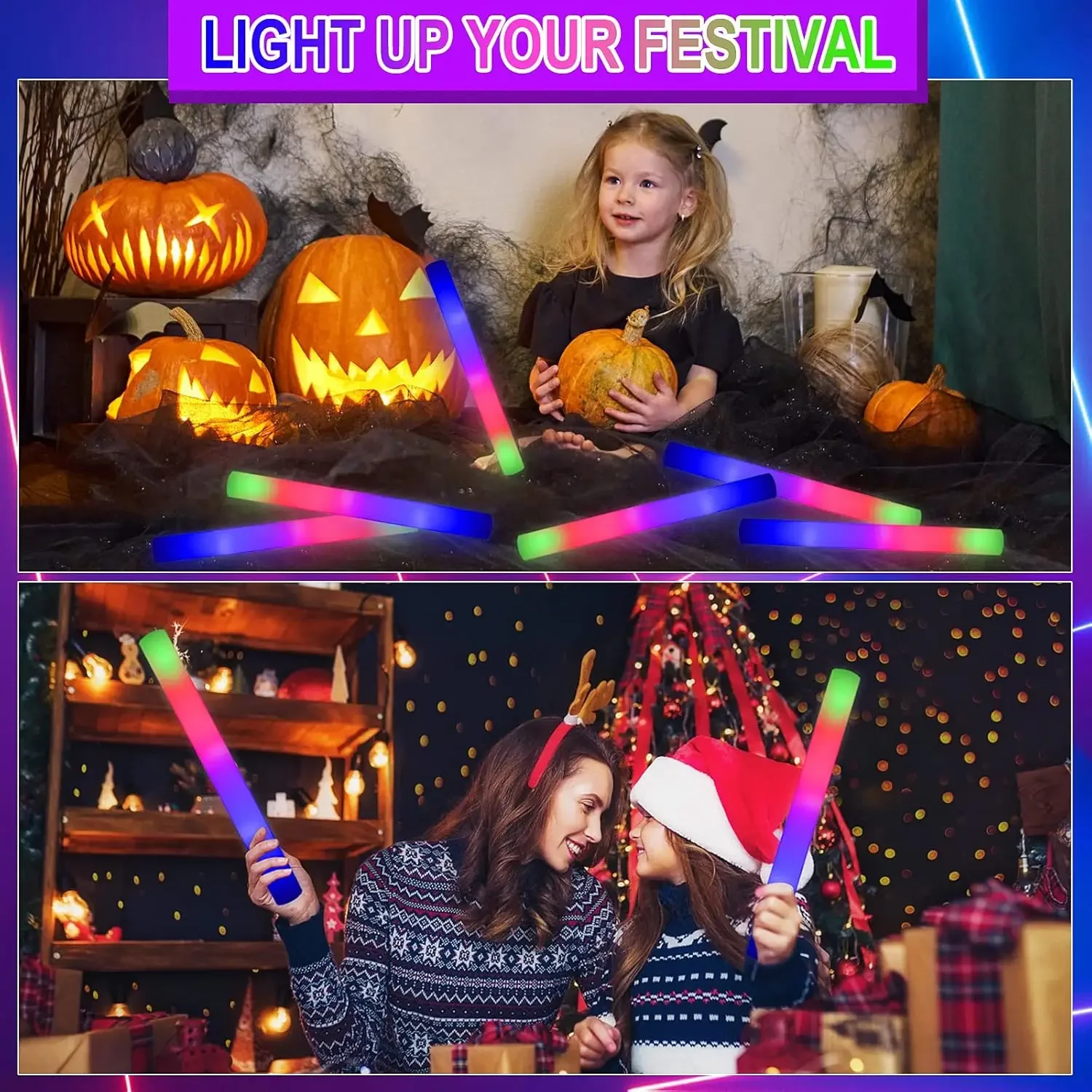 50 bâtonnets lumineux en mouss - Flashing Led Foam Sticks Party avis et prix