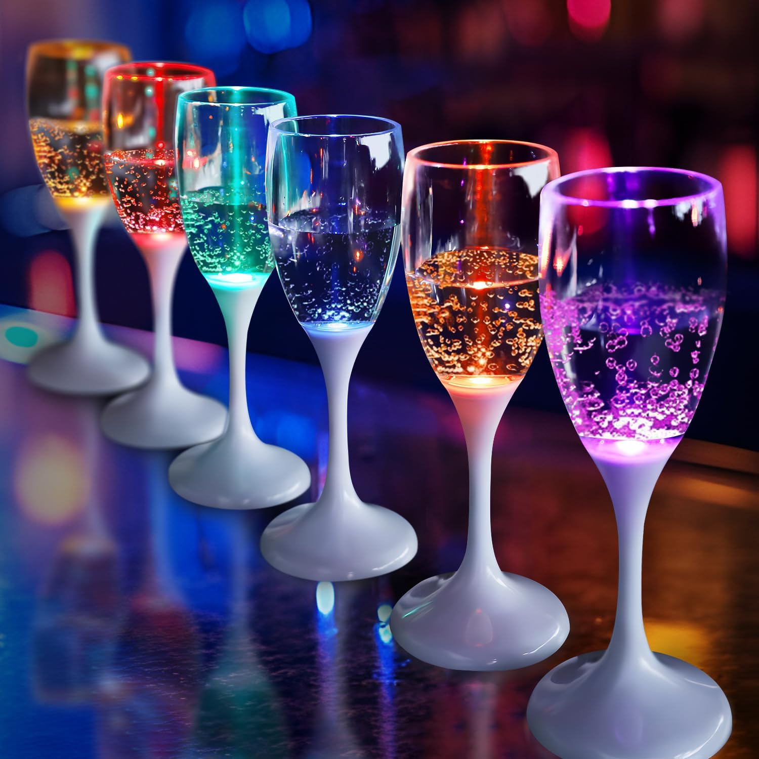 6 verres à champagne lumineux  - Glow In The Dark Party Glasses avis et prix