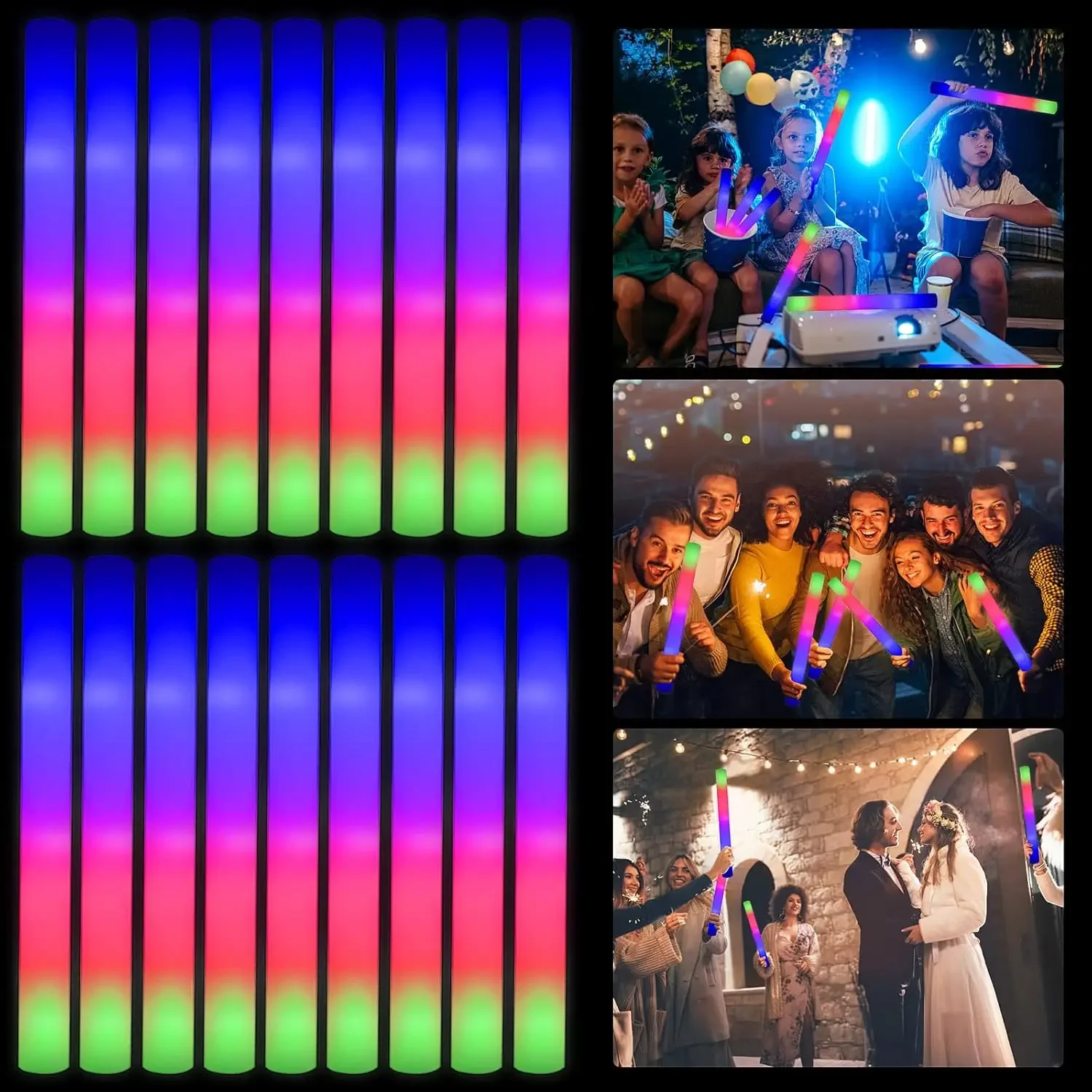 2Z-50PCS Bâtonnets lumineux en - Flashing Led Foam Sticks Party avis et prix